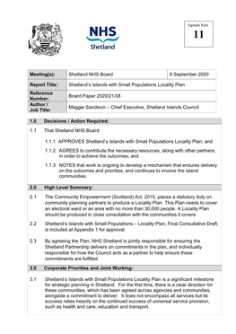 Shetland's Islands with Small Populations Locality Plan