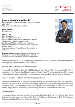 José-Antonio Maurellet SC BA Jurisprudence (Law), University of Oxford (St