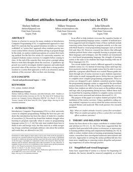 Student Attitudes Toward Syntax Exercises in CS1