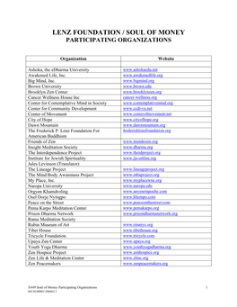 Lenz Foundation / Soul of Money Participating Organizations