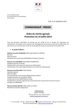 Communiqué - Presse