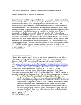 Cannabis for Medical Use: FDA and DEA Regulation in the Hall of Mirrors