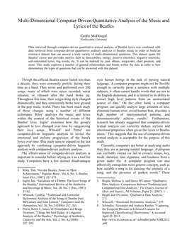 Multi-Dimensional Computer-Driven Quantitative Analysis of the Music and Lyrics of the Beatles