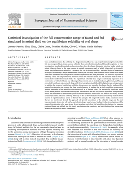 European Journal of Pharmaceutical Sciences 111 (2018) 247–256