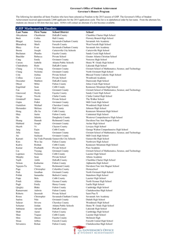 GHP Mathematics Finalists