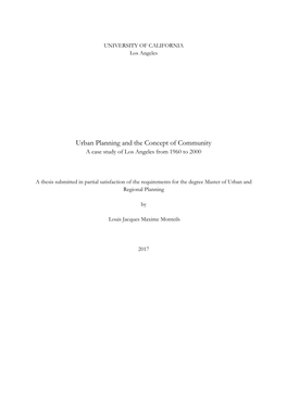 Urban Planning and the Concept of Community a Case Study of Los Angeles from 1960 to 2000