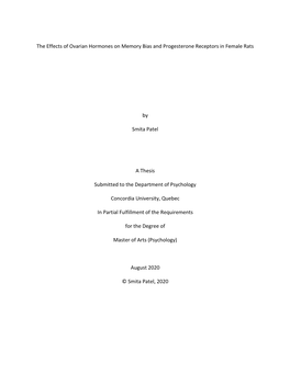 The Effects of Ovarian Hormones on Memory Bias and Progesterone Receptors in Female Rats