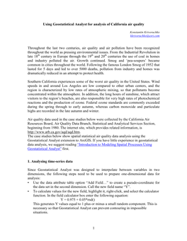 Using Geostatistical Analyst for Analysis of California Air Quality