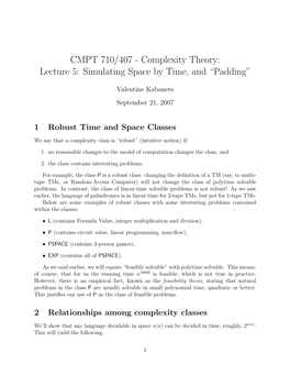 Lecture 5: Simulating Space by Time, and “Padding”