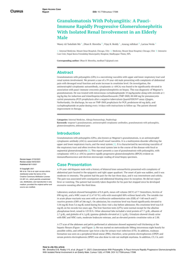 Granulomatosis with Polyangiitis: a Pauci- Immune Rapidly Progressive Glomerulonephritis with Isolated Renal Involvement in an Elderly Male