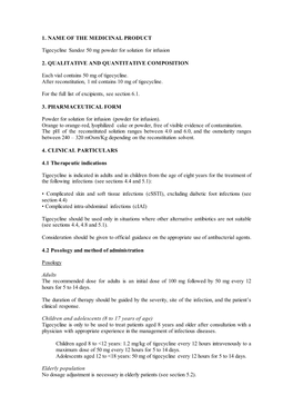 1. NAME of the MEDICINAL PRODUCT Tigecycline Sandoz 50