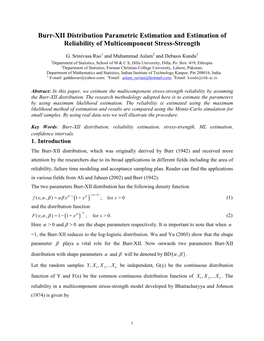 Burr-XII Distribution Parametric Estimation and Estimation of Reliability of Multicomponent Stress-Strength