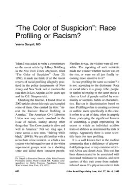 Race Profiling Or Racism?