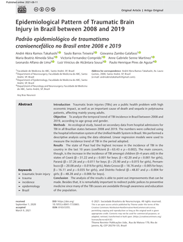 Epidemiological Pattern of Traumatic Brain Injury in Brazil Between 2008