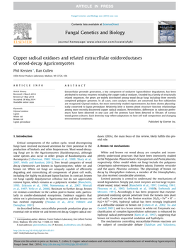 Copper Radical Oxidases and Related Extracellular Oxidoreductases of Wood-Decay Agaricomycetes ⇑ Phil Kersten , Dan Cullen