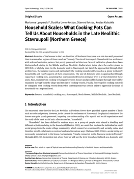 What Cooking Pots Can Tell Us About Households in the Late Neolithic Stavroupoli (Northern Greece)