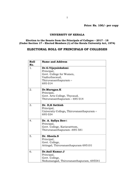 Electoral Roll of Principals of Colleges
