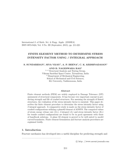 Finite Element Method to Determine Stress Intensity Factor Using J Integral Approach