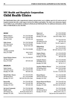 NYC Health and Hospitals Corporation Child Health Clinics