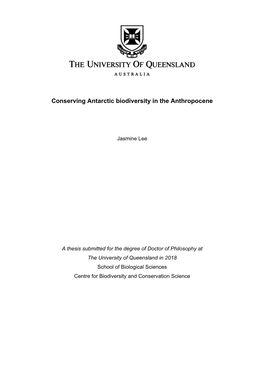 Conserving Antarctic Biodiversity in the Anthropocene