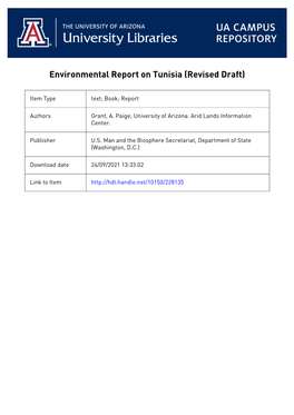 TUNISIA Prepared by the Arid Lands Information Center Office of Arid