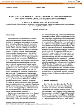 Exopeptidase Digestion in Combination with Field Desorption Mass Spectrometry for Amino Acid Sequence Determination