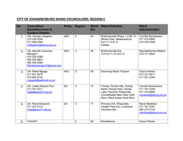 City of Johannesburg Ward Councillors: Region C