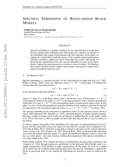 Spectral Embedding of Regularized Block Models