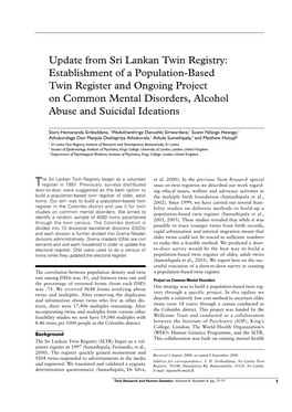 Update from Sri Lankan Twin Registry