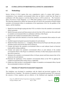 6.0 Cumulative Environmental Effects Assessment 6.1