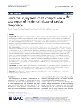 Pericardial Injury from Chest Compression: a Case Report Of