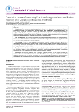 Correlation Between Monitoring Practices During Anesthesia And