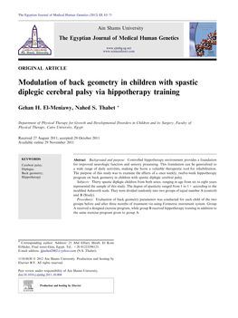 Modulation of Back Geometry in Children with Spastic Diplegic Cerebral Palsy Via Hippotherapy Training