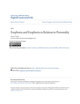 Esophoria and Exophoria in Relation to Personality Nicole F