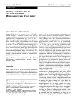 Chromosome 3P and Breast Cancer