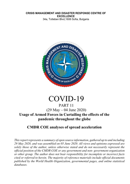 COVID 19 - PART 11 CRISIS MANAGEMENT and DISASTER RESPONSE CENTRE of EXCELLENCE 34A, Totleben Blvd,1606 Sofia, Bulgaria