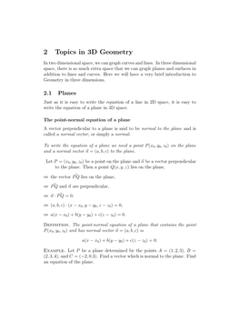 2 Topics in 3D Geometry