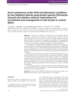 Acorn Preference Under Field and Laboratory Conditions by Two