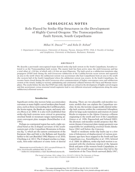 Role Played by Strike-Slip Structures in the Development of Highly Curved Orogens: the Transcarpathian Fault System, South Carpathians