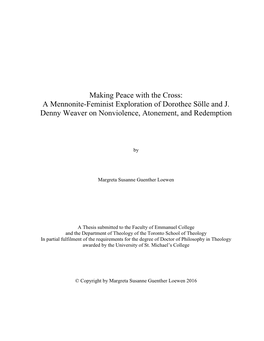 A Mennonite-Feminist Exploration of Dorothee Sölle and J. Denny Weaver on Nonviolence, Atonement, and Redemption