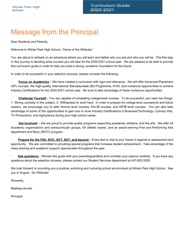 Message from the Principal