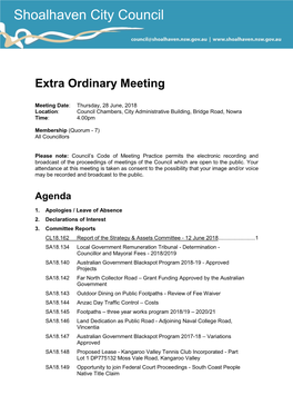 Agenda of Extra Ordinary Meeting