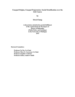 Unequal Origins, Unequal Trajectories: Social Stratification Over the Life Course by Siwei Cheng