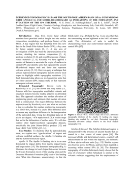 Detrended Topographic Data of the South-Pole Aitken