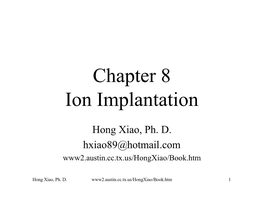 Chapter 8 Ion Implantation