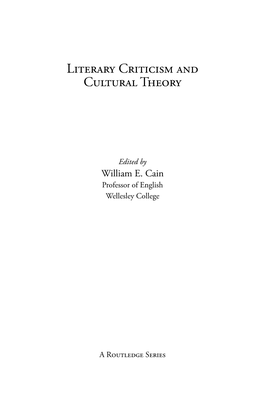 Literary Criticism and Cultural Theory