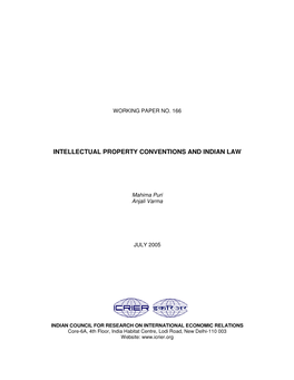 Intellectual Property Conventions and Indian Law