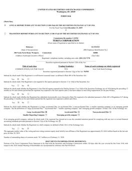 TEREX CORPORATION (Exact Name of Registrant As Specified in Its Charter)