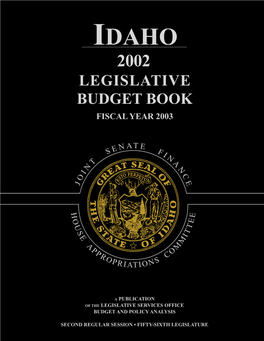 Legislative Budget Book for Fiscal Year 2003