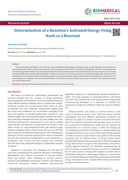 Determination of a Reaction's Activated Energy Using Naoh As A